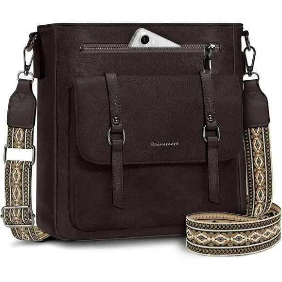 Women’s Coffe Waterproof Crossbody Shoulder Leather bags - Picture 1 of 6